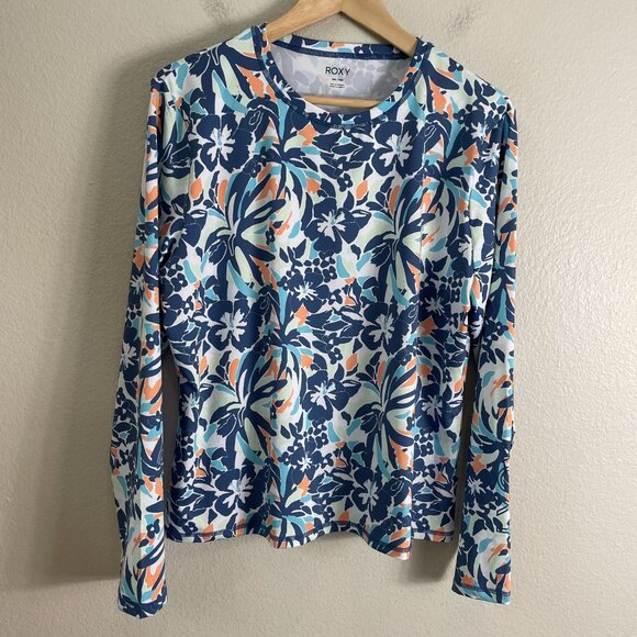 Roxy Womens Plus XXL Floral Long Sleeve Rash Guard UPF 50 Swim Shirt Top - Picture 2 of 8